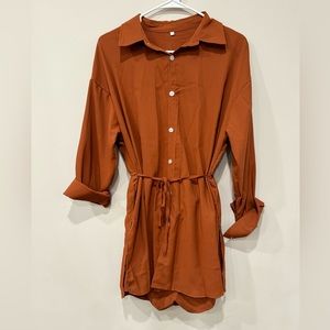 Button down Copper Shirt Dress Size S- NWOT
